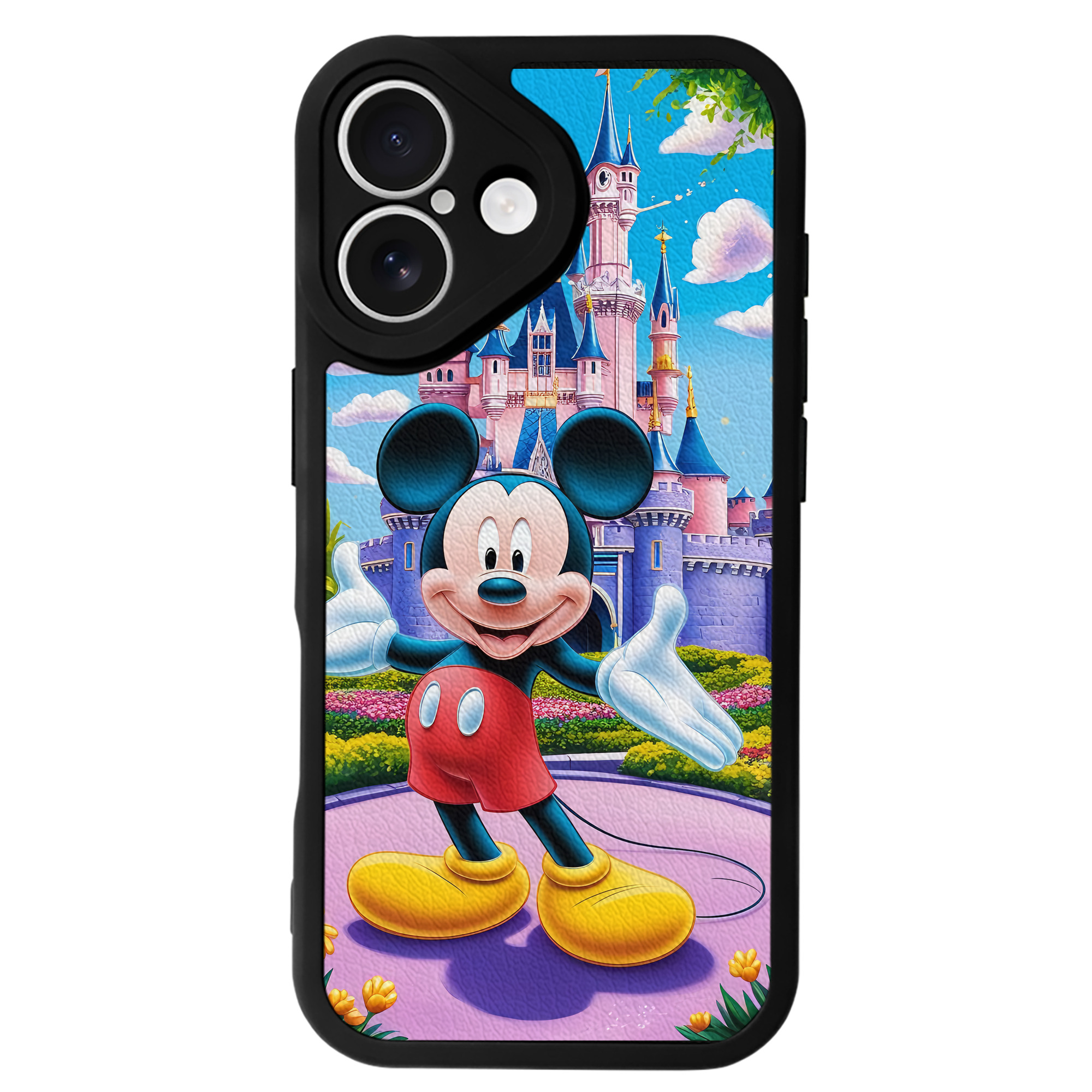 （画像用） ミッキーマウス Mickey Mouse 【iPhone 16シリーズ対応】シリコンスマホケース（レザー調） 材質：シリコン